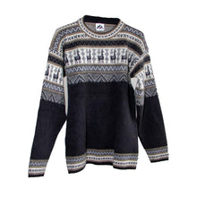 Load image into Gallery viewer, alpaca handmade sweater black with llama art designs
