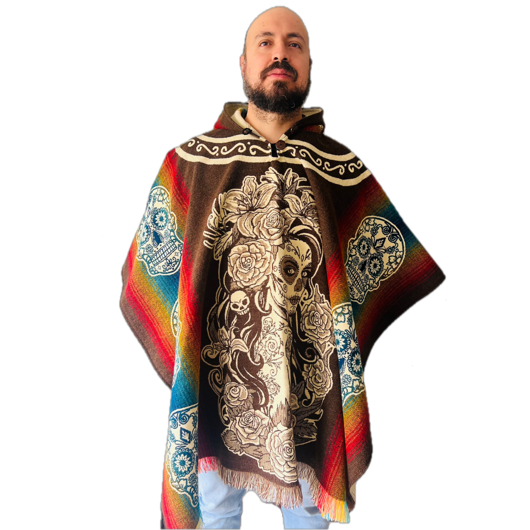 The Catrina Skull Alpaca Poncho
