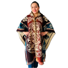 Load image into Gallery viewer, The Aztec Calendar Alpaca Poncho
