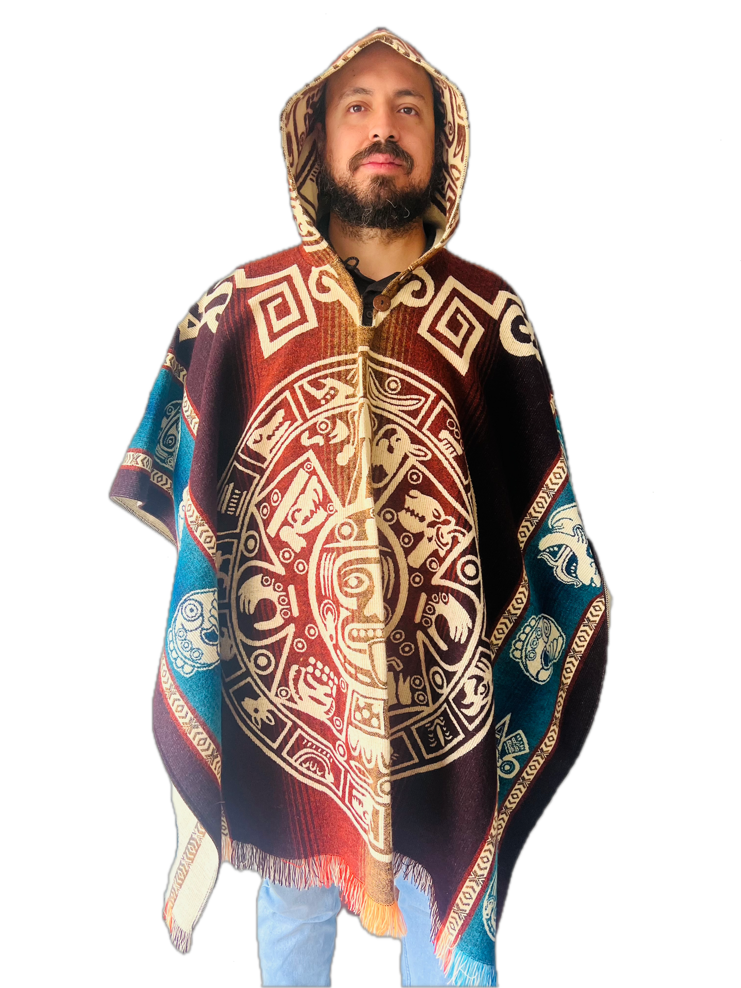 The Aztec Calendar Alpaca Poncho